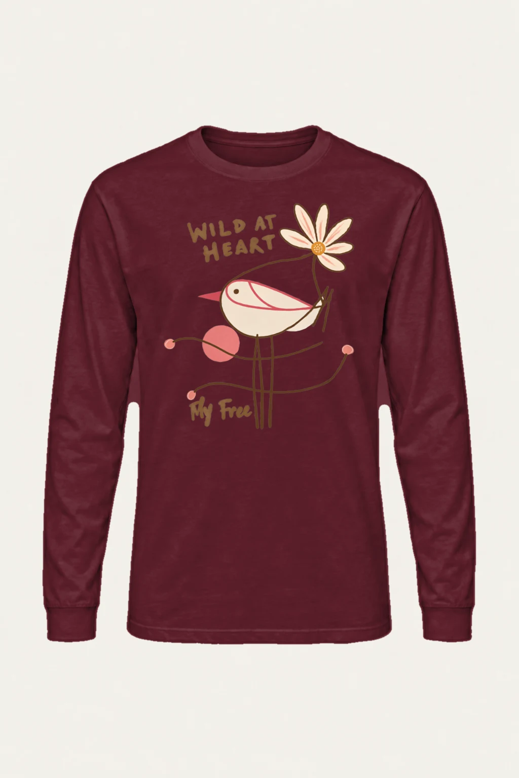 "Daisy Bird Illustration" Unisex Longsleeve T-shirt | Gildan 2400