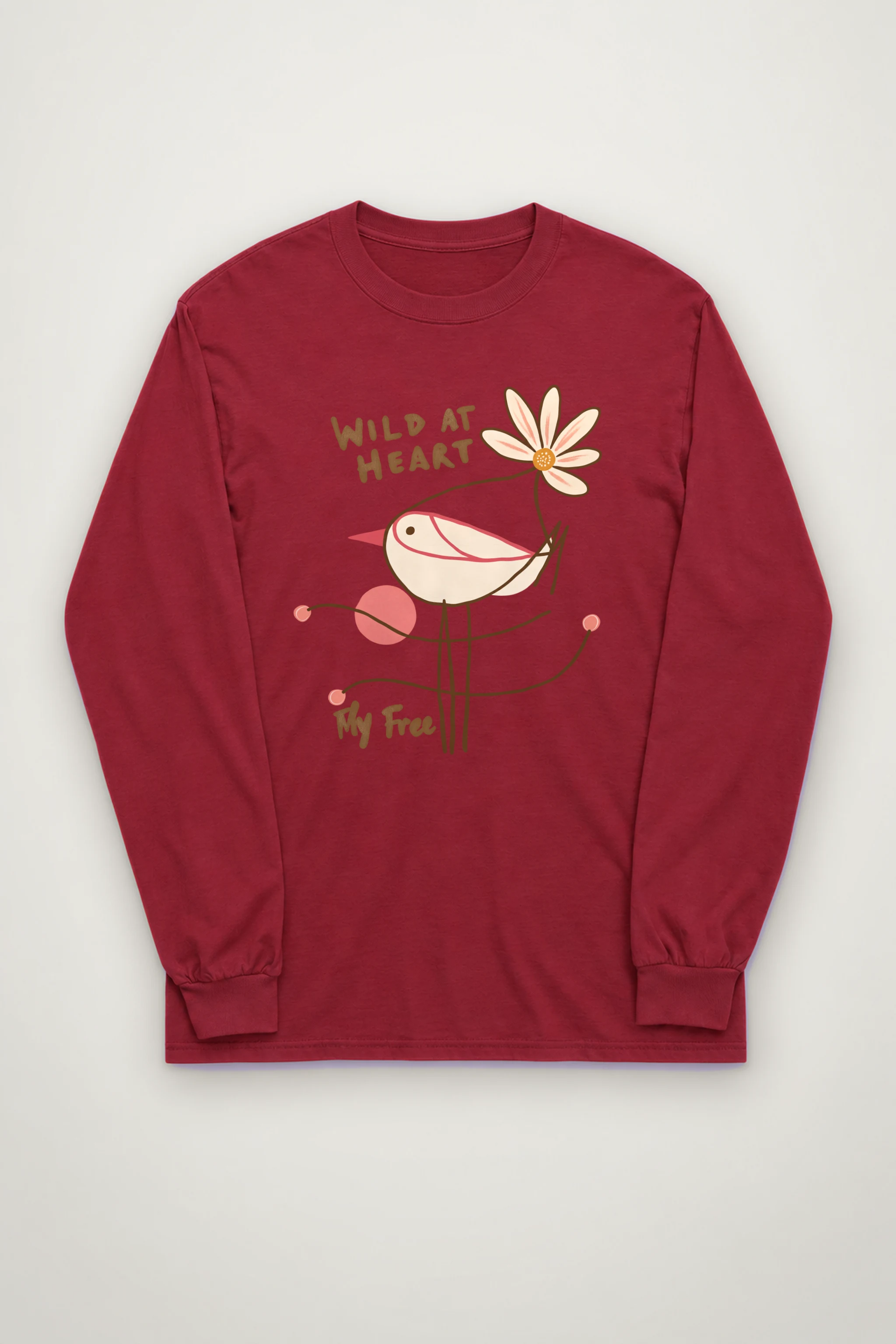 "Daisy Bird Illustration" Unisex Longsleeve T-shirt