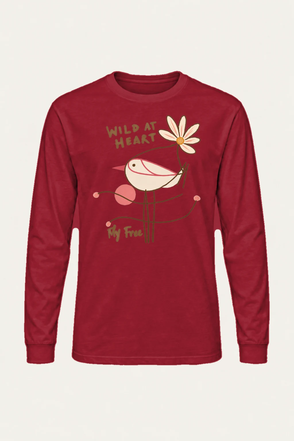 "Daisy Bird Illustration" Unisex Longsleeve T-shirt | Gildan 2400