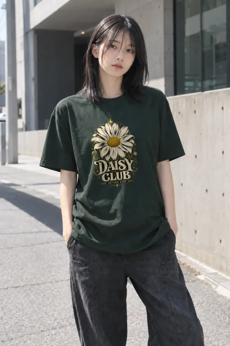 "Daisy Club Nocturne" Heavyweight Unisex Crewneck T-shirt | Gildan 5000