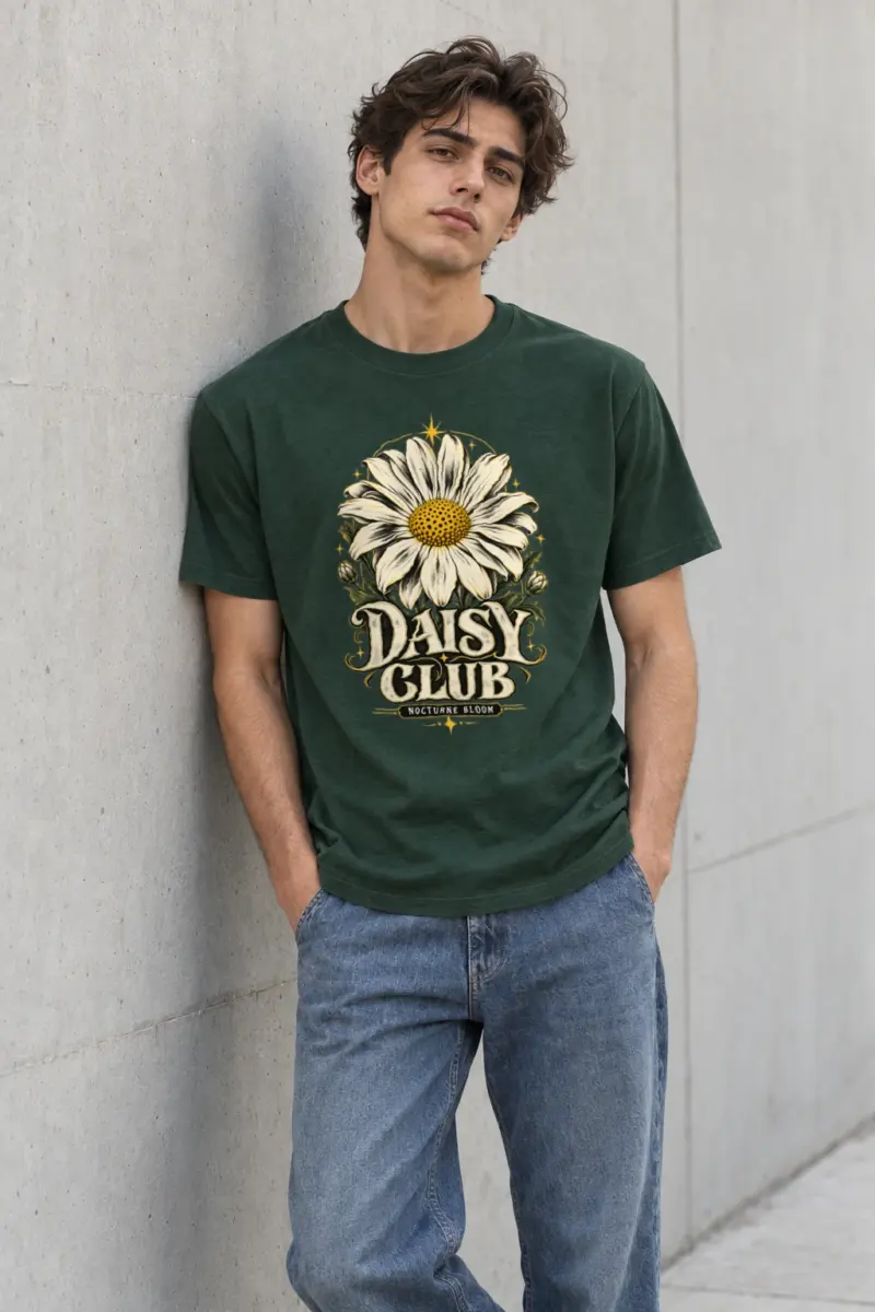 "Daisy Club Nocturne" Heavyweight Unisex Crewneck T-shirt | Gildan 5000
