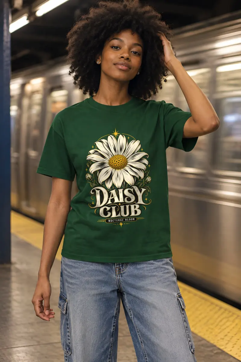 "Daisy Club Nocturne" Heavyweight Unisex Crewneck T-shirt