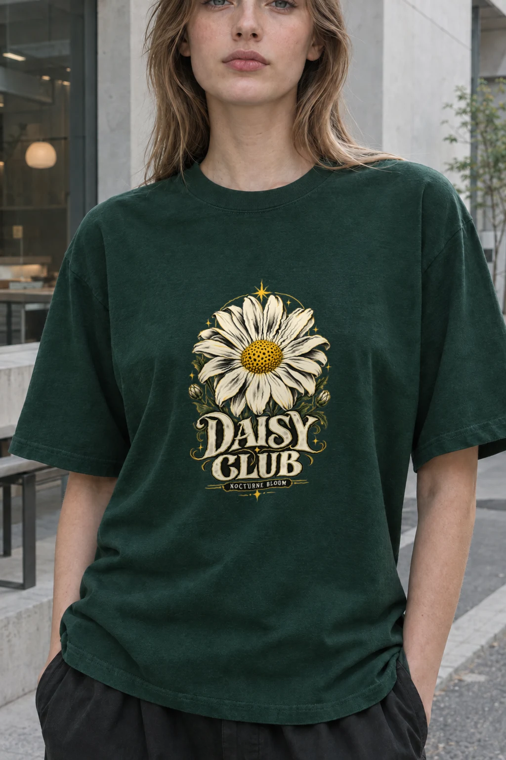 "Daisy Club Nocturne" Heavyweight Unisex Crewneck T-shirt | Gildan 5000
