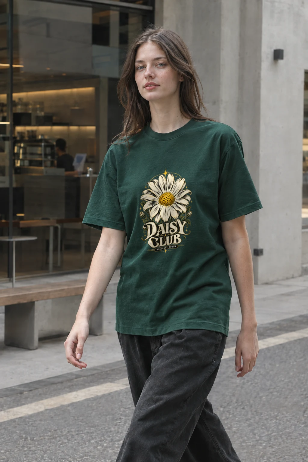 "Daisy Club Nocturne" Heavyweight Unisex Crewneck T-shirt | Gildan 5000
