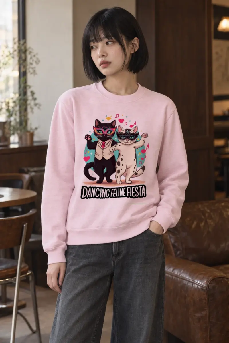 "Dancing Feline Fiesta" Heavy Blend Unisex Crewneck Sweatshirt | Gildan 18000