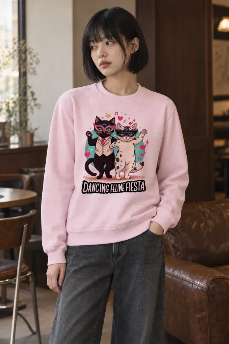 "Dancing Feline Fiesta" Heavy Blend Unisex Crewneck Sweatshirt