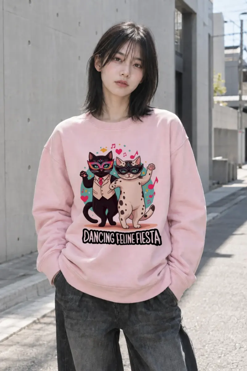 "Dancing Feline Fiesta" Heavy Blend Unisex Crewneck Sweatshirt | Gildan 18000