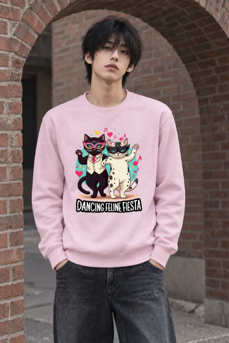 "Dancing Feline Fiesta" Heavy Blend Unisex Crewneck Sweatshirt