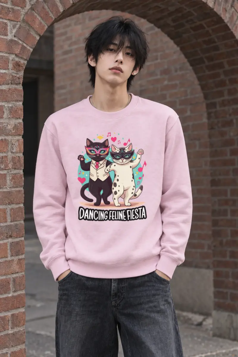 "Dancing Feline Fiesta" Heavy Blend Unisex Crewneck Sweatshirt