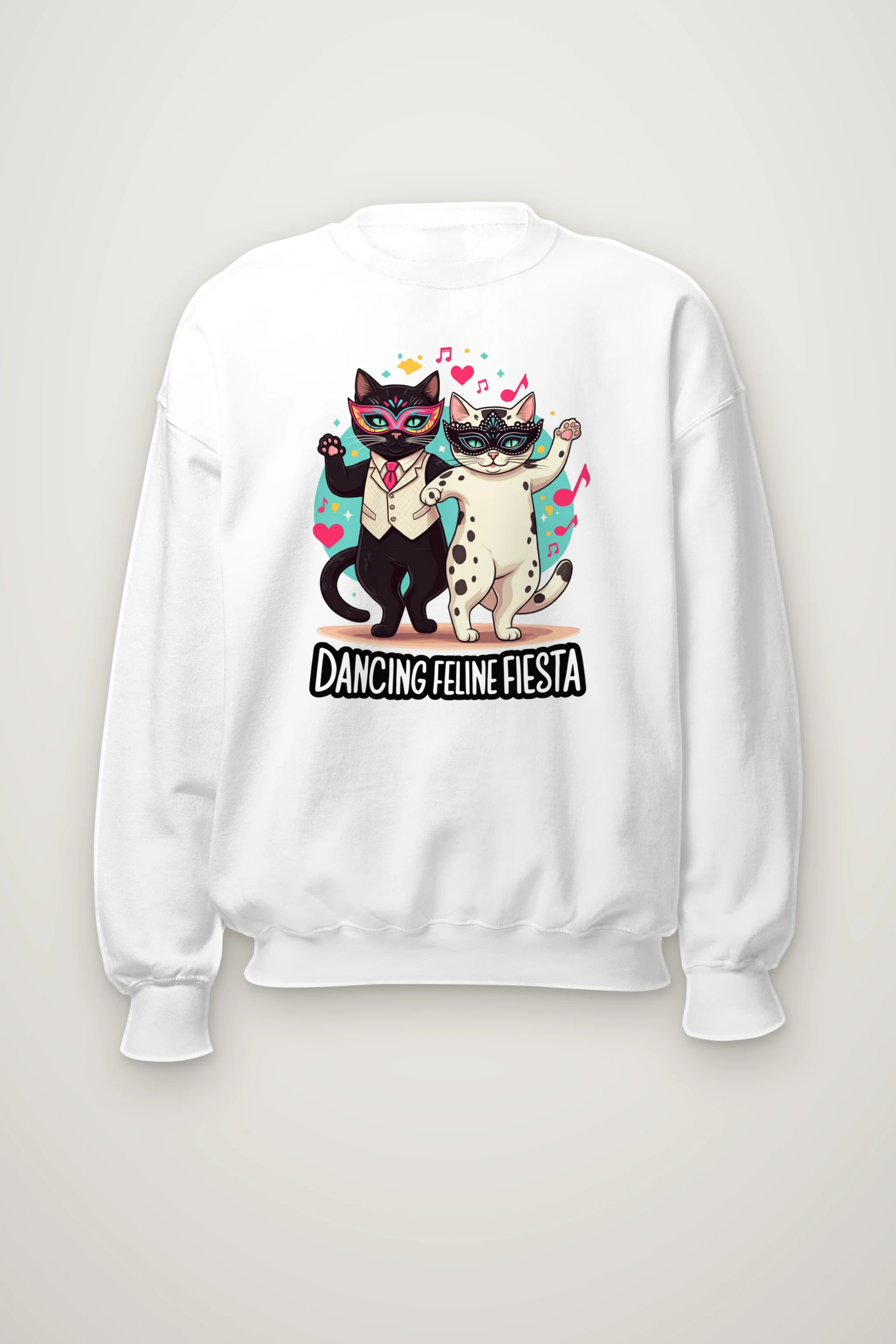 "Dancing Feline Fiesta" Heavy Blend Unisex Crewneck Sweatshirt