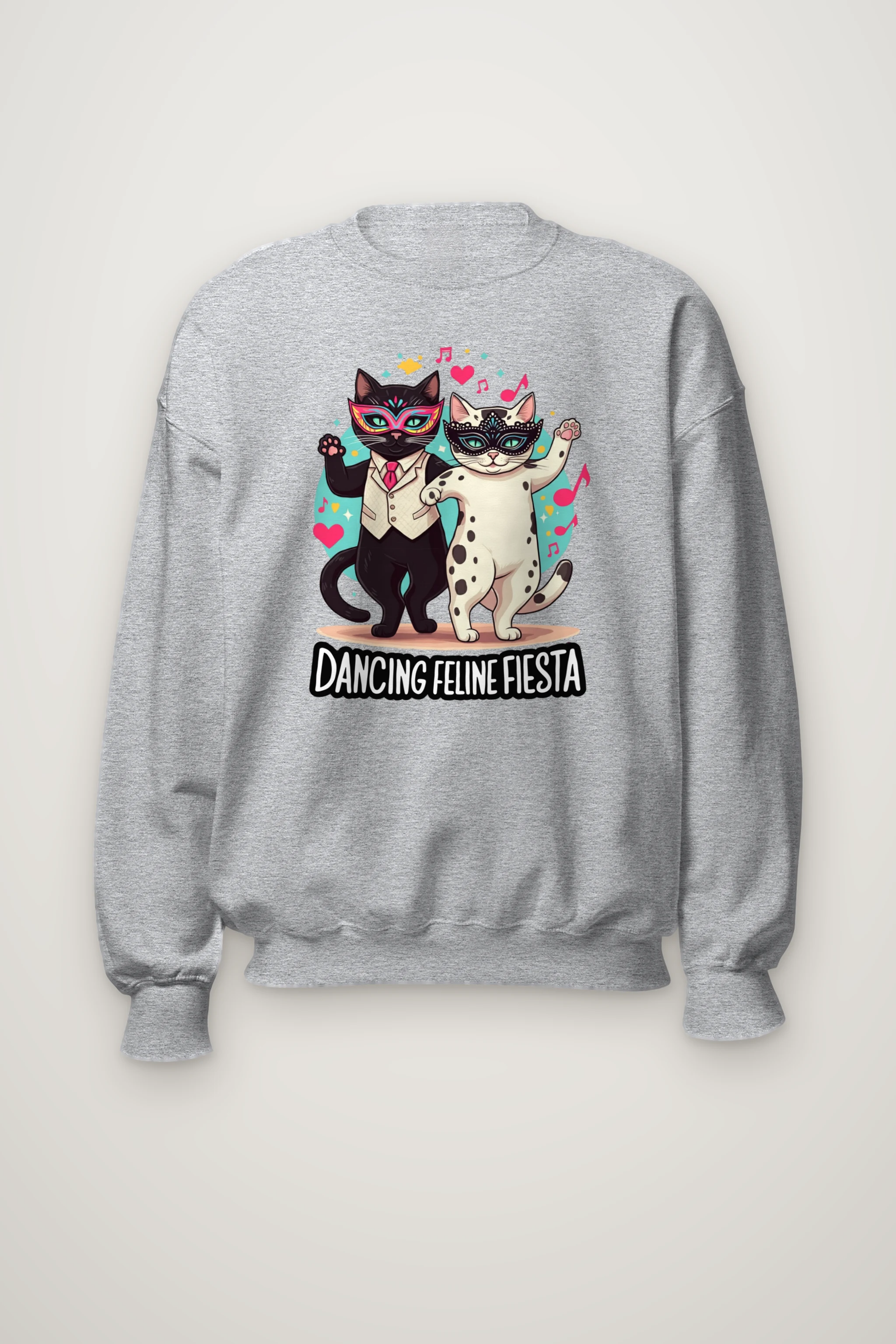 "Dancing Feline Fiesta" Heavy Blend Unisex Crewneck Sweatshirt
