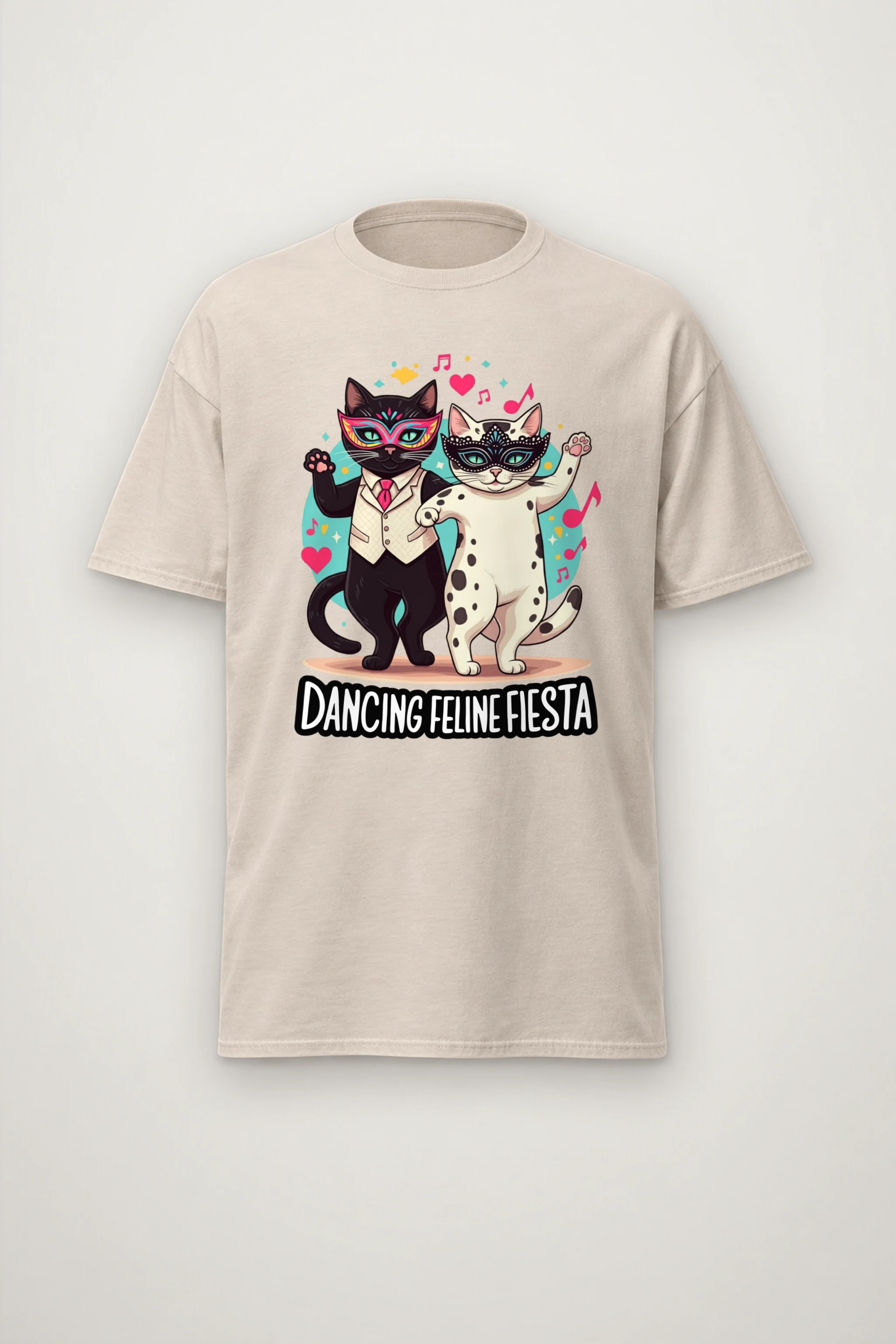 "Dancing Feline Fiesta" Heavyweight Unisex Crewneck T-shirt