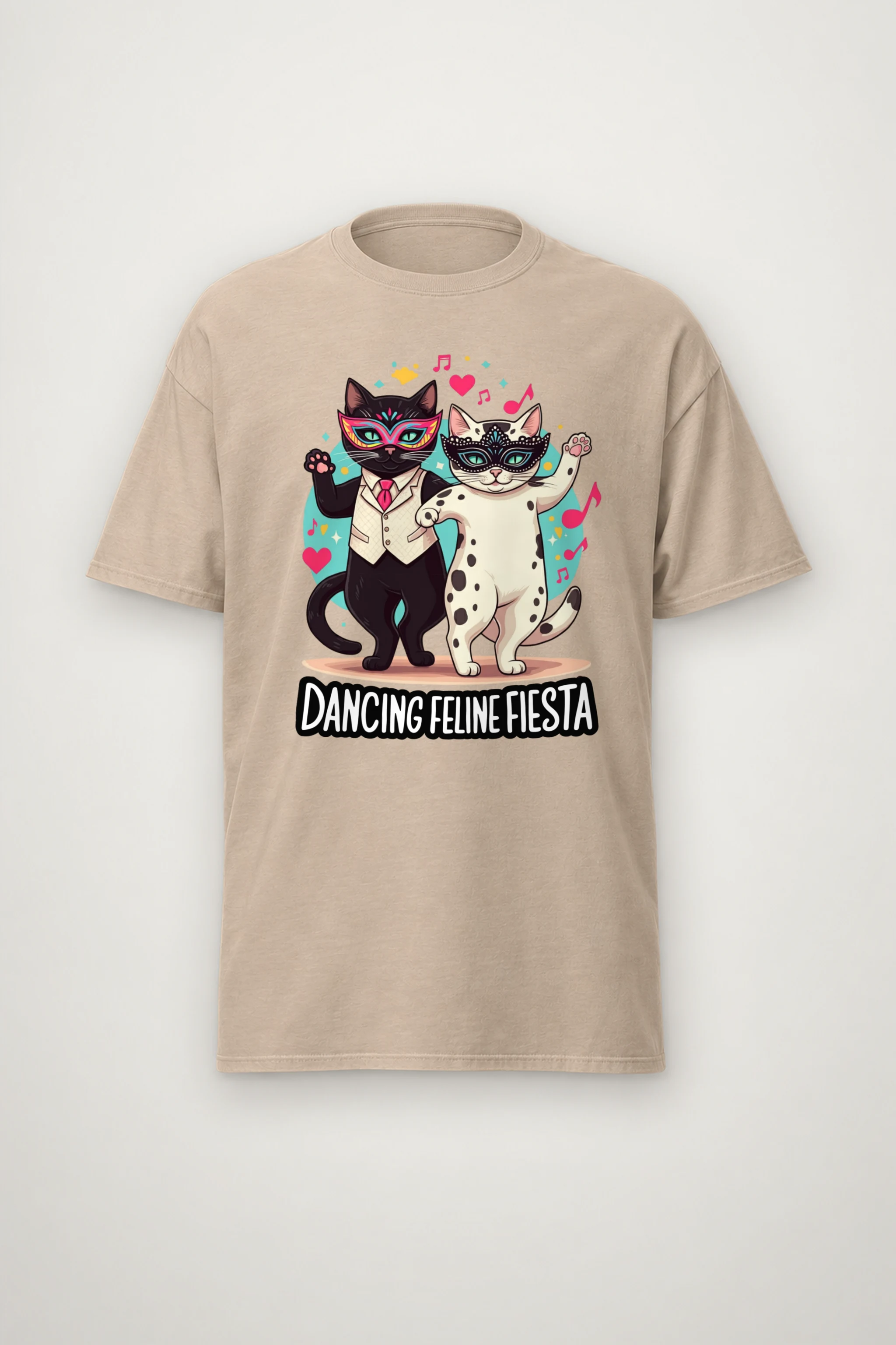"Dancing Feline Fiesta" Heavyweight Unisex Crewneck T-shirt
