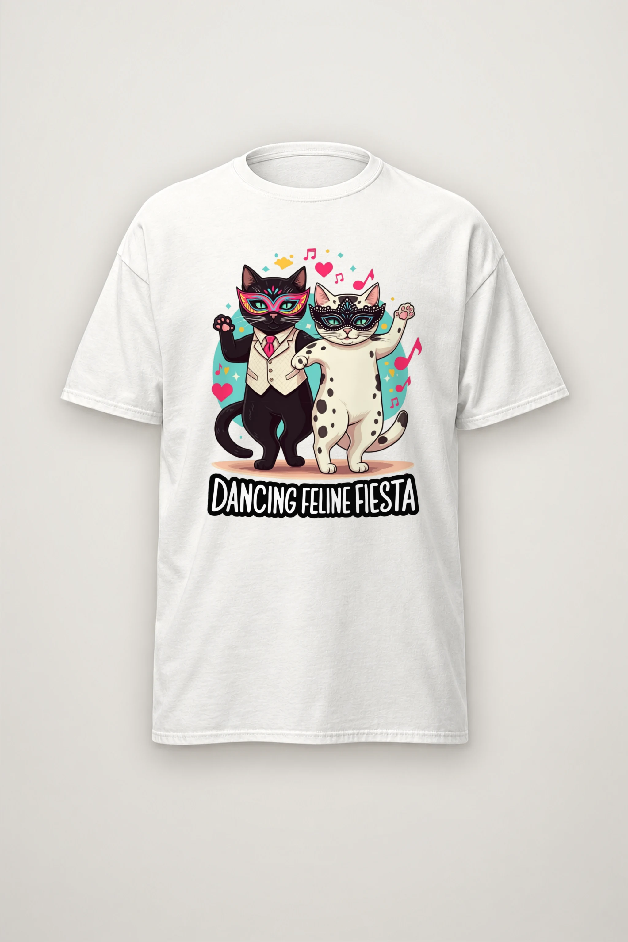 "Dancing Feline Fiesta" Heavyweight Unisex Crewneck T-shirt