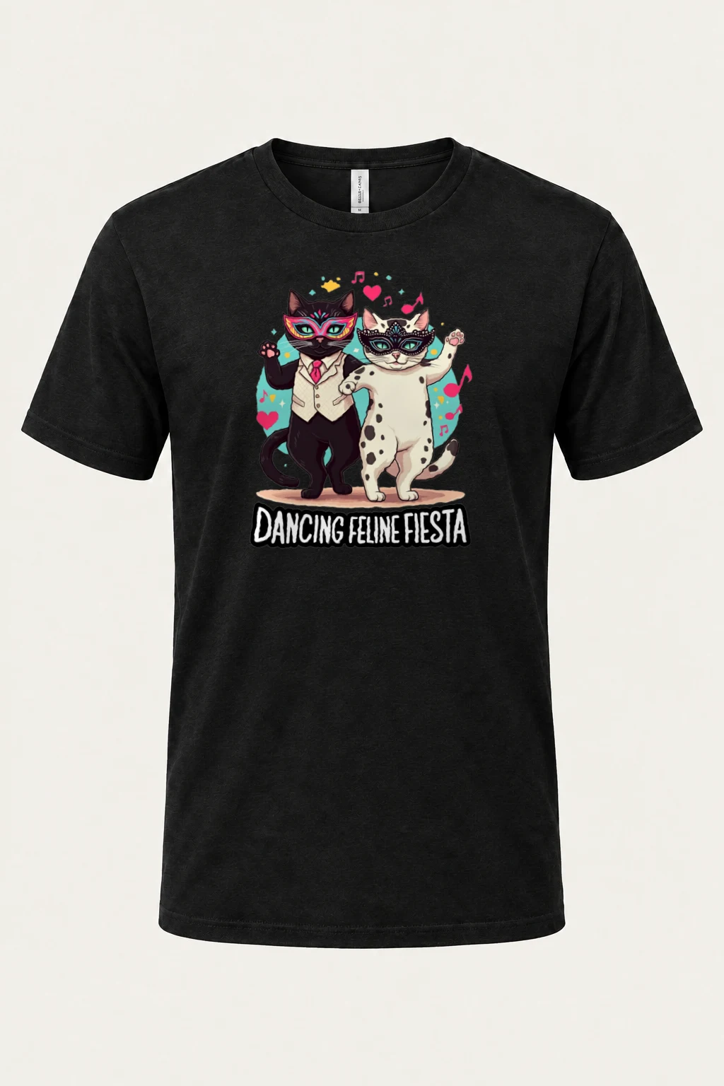"Dancing Feline Fiesta" Heavyweight Unisex Crewneck T-shirt | Gildan 5000