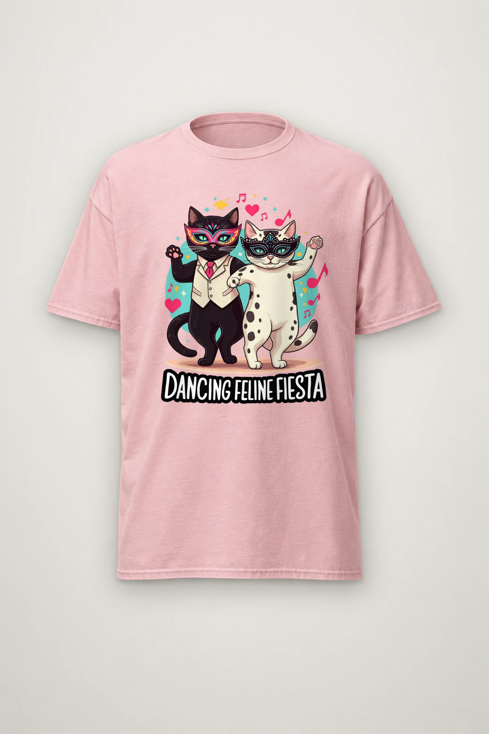 "Dancing Feline Fiesta" Heavyweight Unisex Crewneck T-shirt