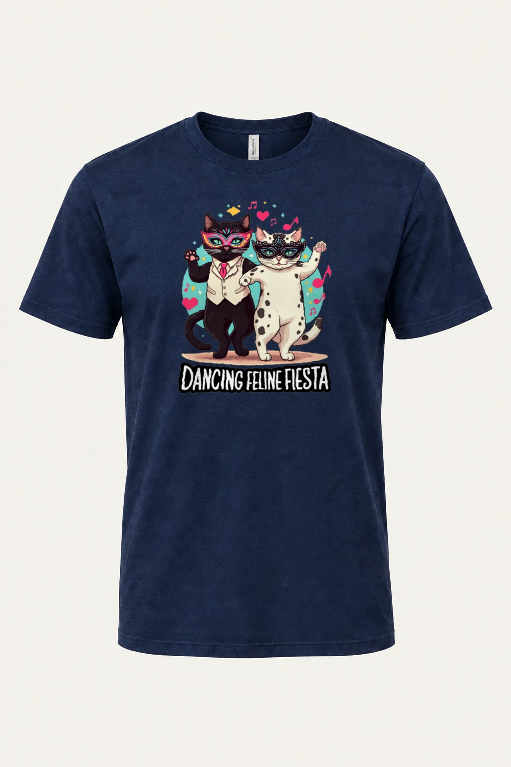 "Dancing Feline Fiesta" Heavyweight Unisex Crewneck T-shirt | Gildan 5000