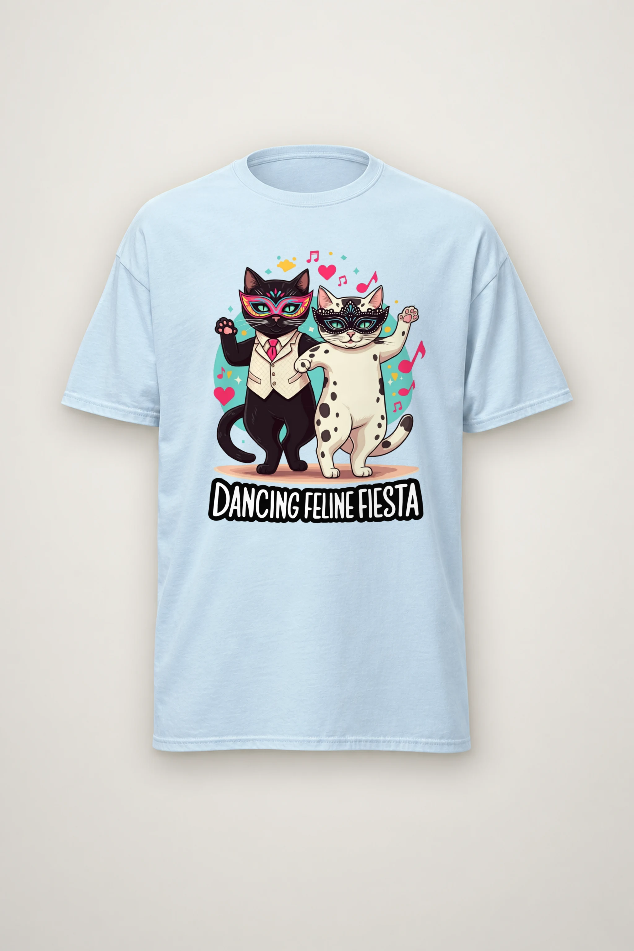 "Dancing Feline Fiesta" Heavyweight Unisex Crewneck T-shirt