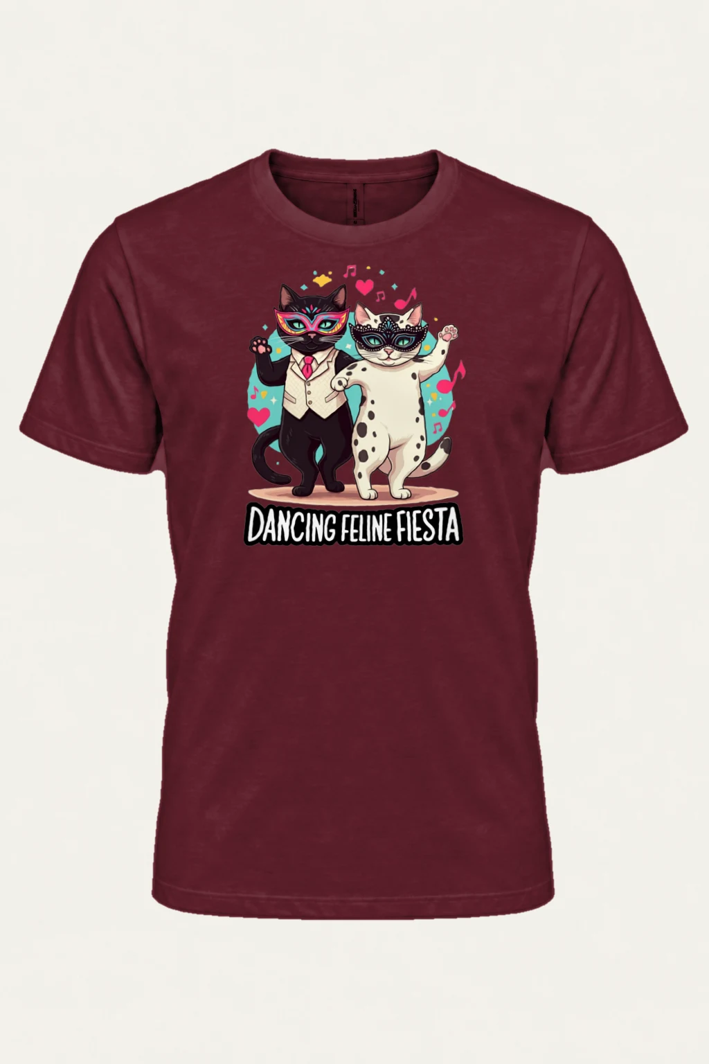 "Dancing Feline Fiesta" Heavyweight Unisex Crewneck T-shirt | Gildan 5000