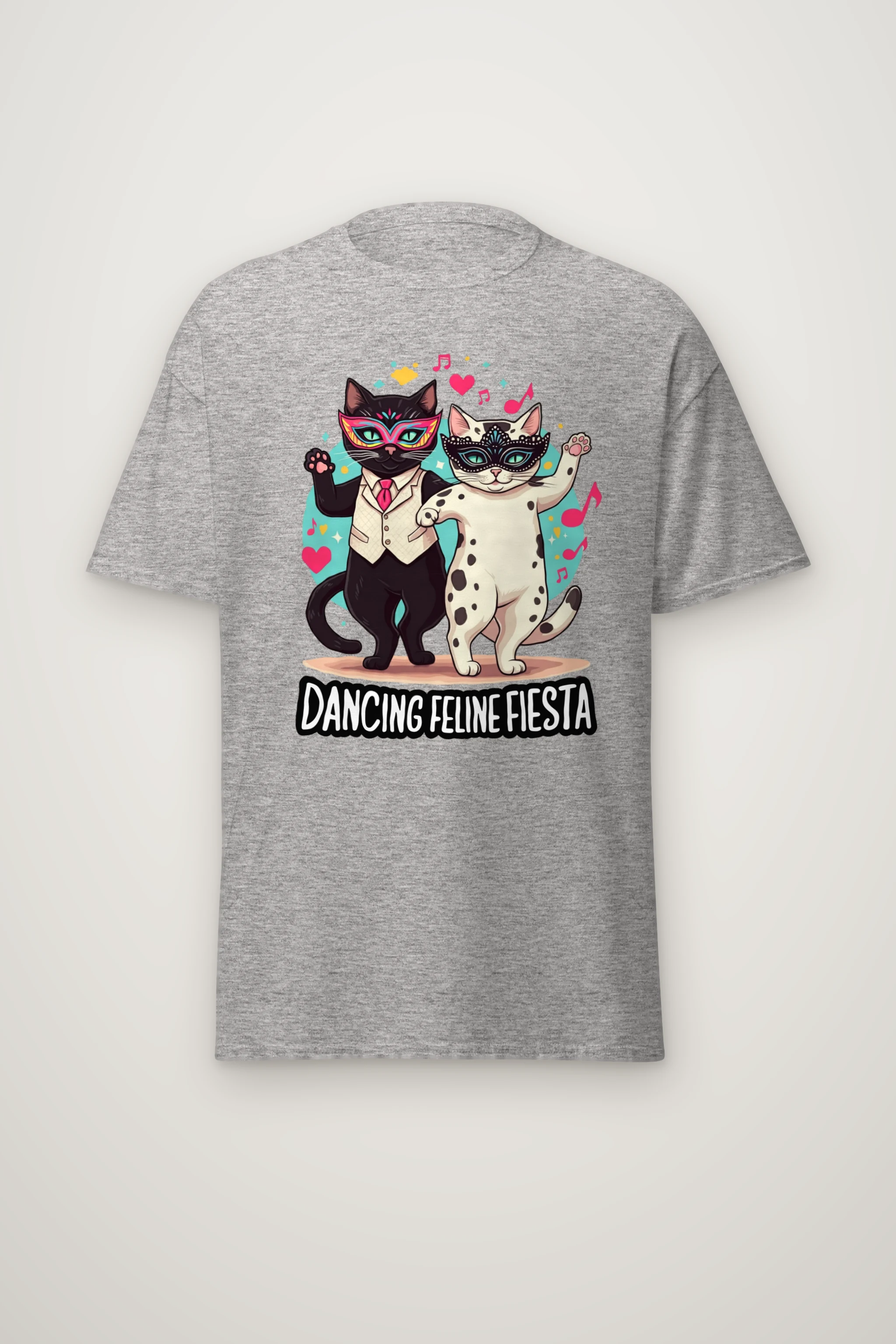 "Dancing Feline Fiesta" Heavyweight Unisex Crewneck T-shirt