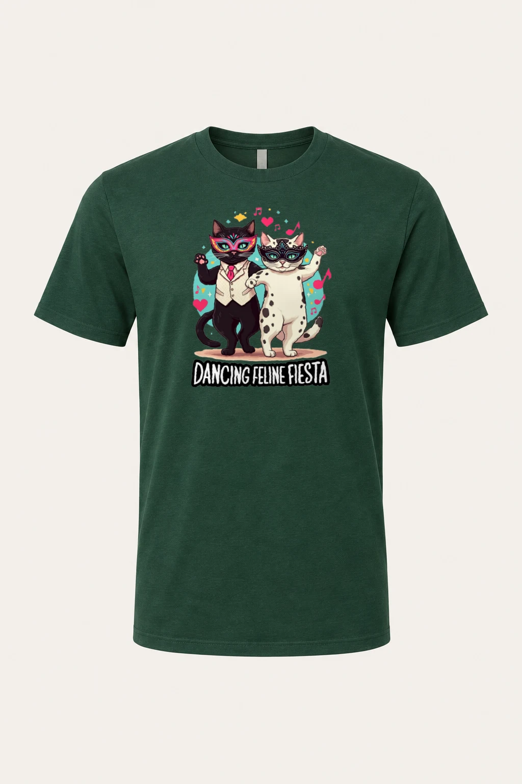 "Dancing Feline Fiesta" Heavyweight Unisex Crewneck T-shirt | Gildan 5000