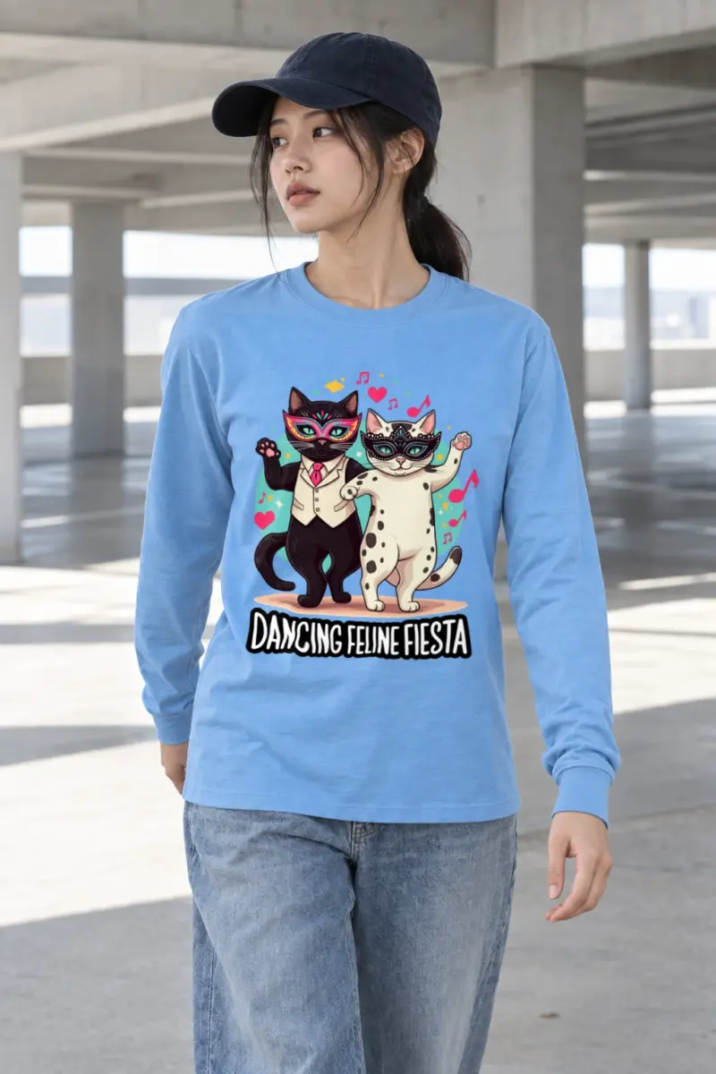 "Dancing Feline Fiesta" Unisex Longsleeve T-shirt