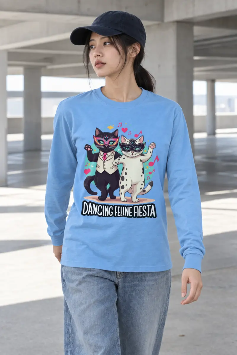 "Dancing Feline Fiesta" Unisex Longsleeve T-shirt