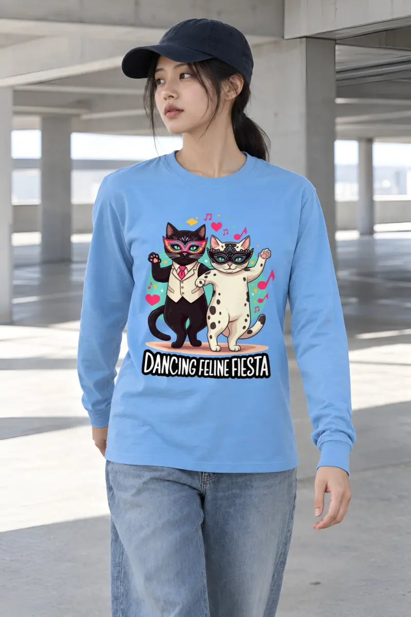"Dancing Feline Fiesta" Unisex Longsleeve T-shirt