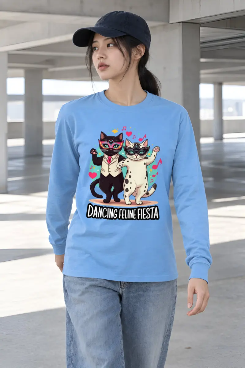 "Dancing Feline Fiesta" Unisex Longsleeve T-shirt