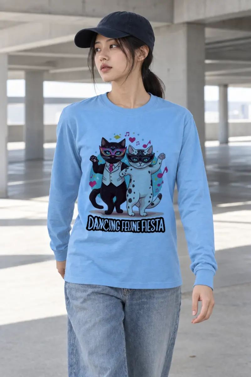 "Dancing Feline Fiesta" Unisex Longsleeve T-shirt