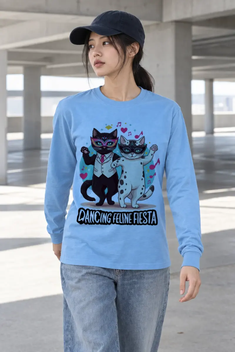 "Dancing Feline Fiesta" Unisex Longsleeve T-shirt | Gildan 2400