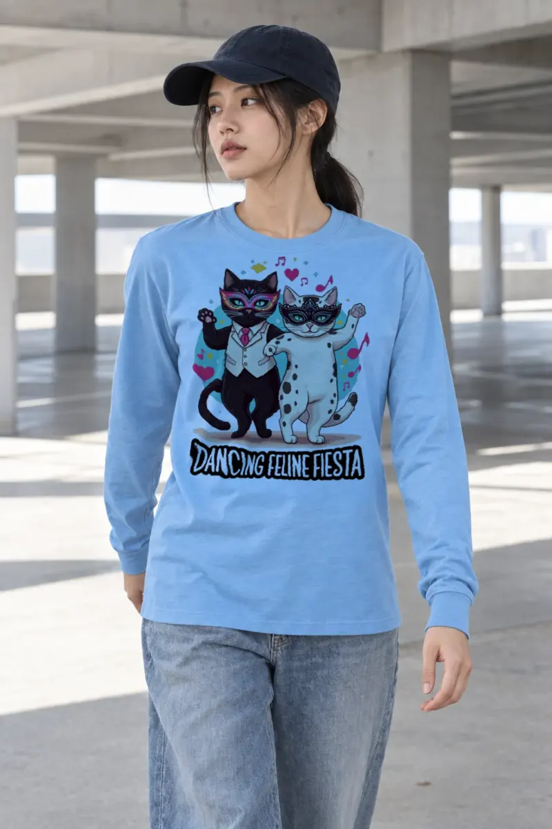 "Dancing Feline Fiesta" Unisex Longsleeve T-shirt