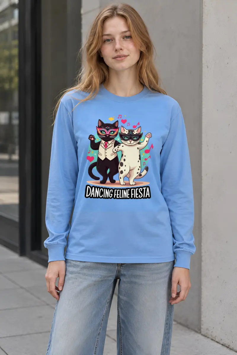 "Dancing Feline Fiesta" Unisex Longsleeve T-shirt