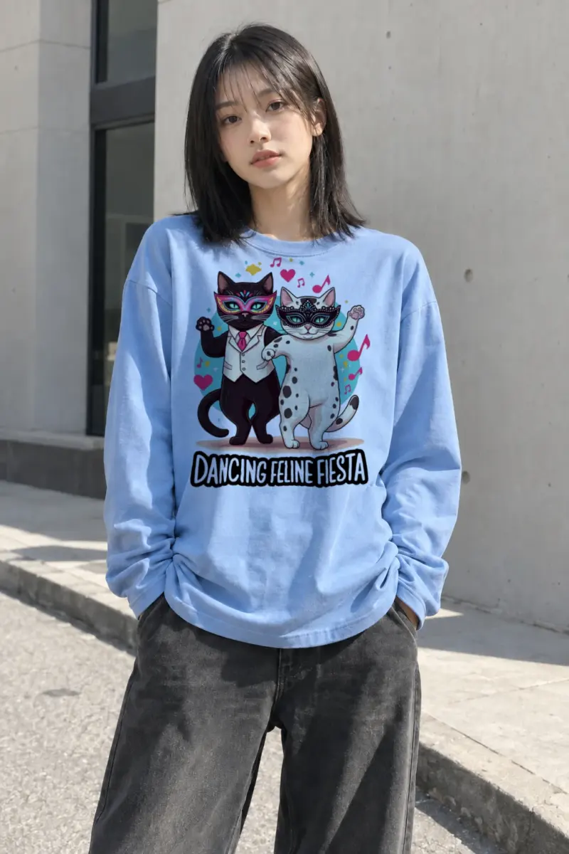 "Dancing Feline Fiesta" Unisex Longsleeve T-shirt | Gildan 2400