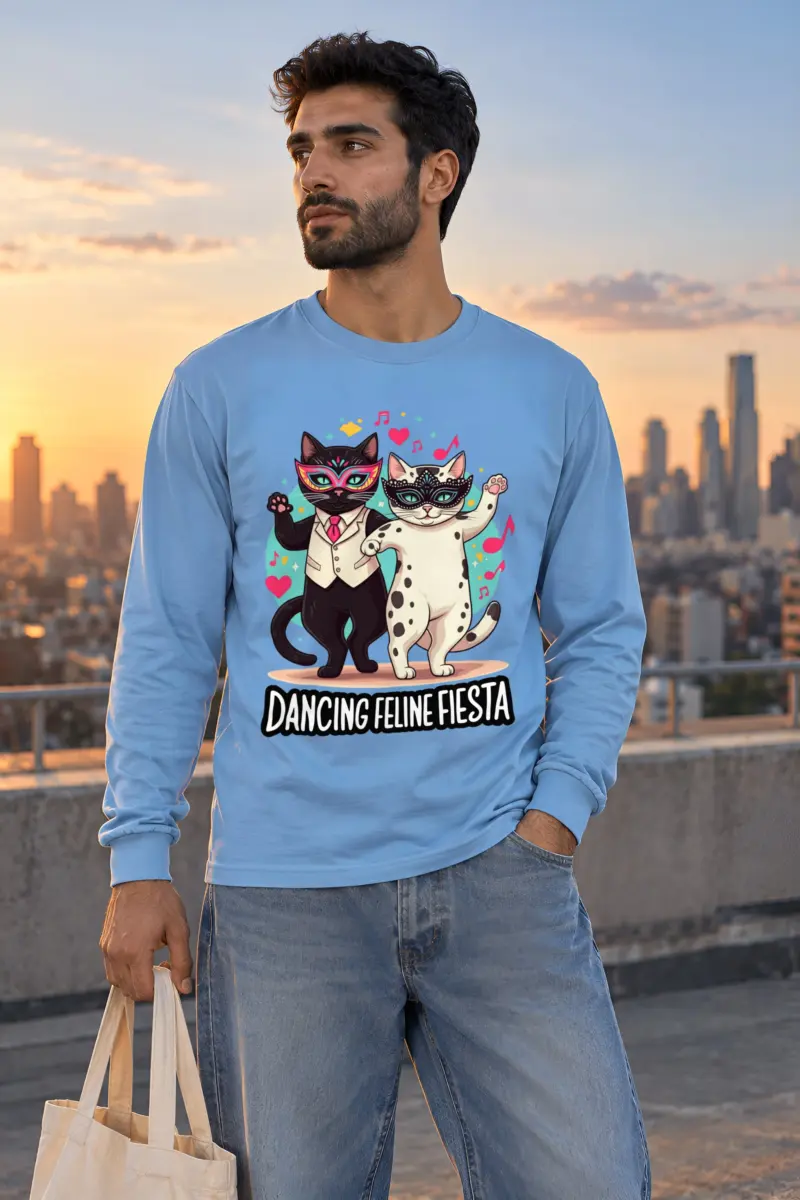 "Dancing Feline Fiesta" Unisex Longsleeve T-shirt