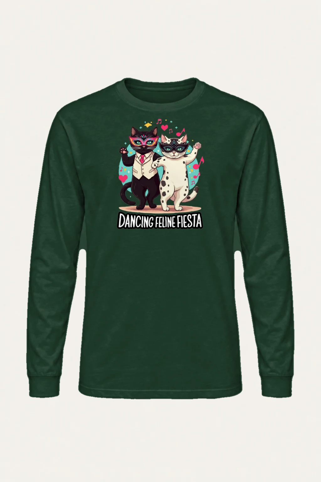 "Dancing Feline Fiesta" Unisex Longsleeve T-shirt | Gildan 2400