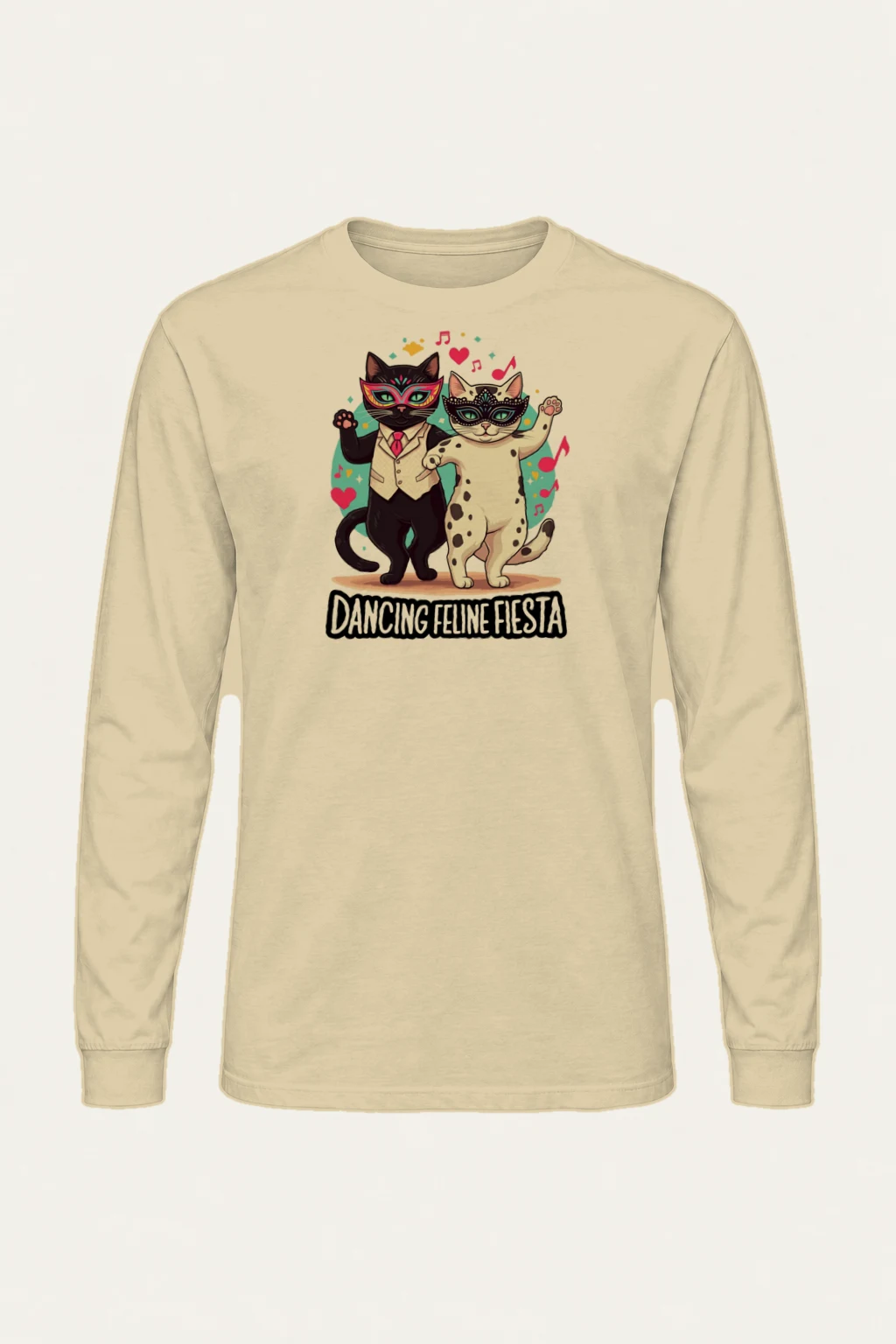 "Dancing Feline Fiesta" Unisex Longsleeve T-shirt | Gildan 2400