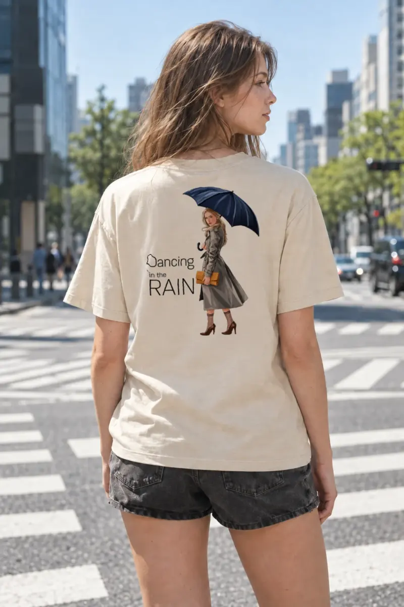 "Dancing in the Rain" Heavyweight Unisex Crewneck T-shirt | Gildan 5000