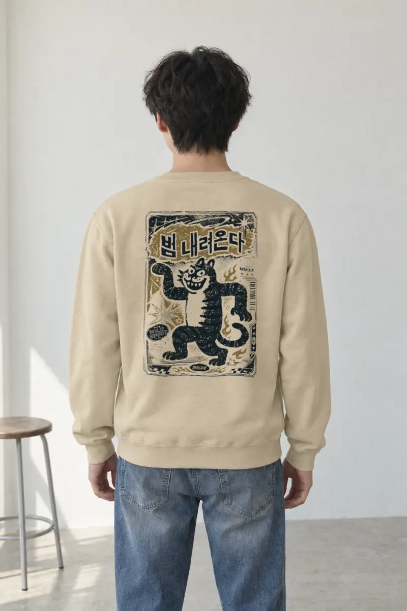 "Dancing Striped Tiger" Heavy Blend Unisex Crewneck Sweatshirt