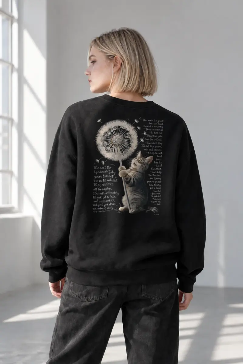 "Dandelion Cat" Heavy Blend Unisex Crewneck Sweatshirt | Gildan 18000