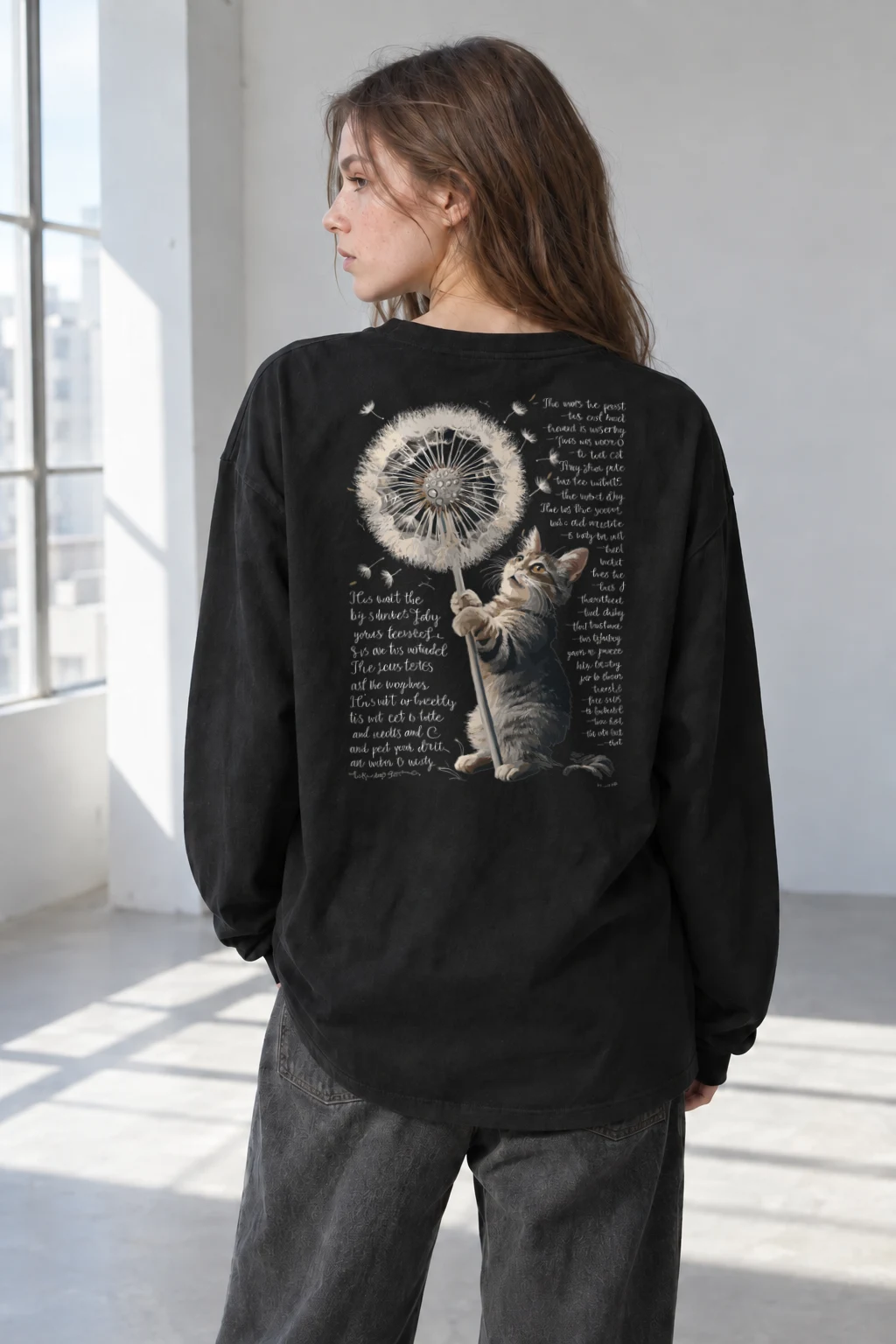 "Dandelion Cat" Unisex Longsleeve T-shirt | Gildan 2400