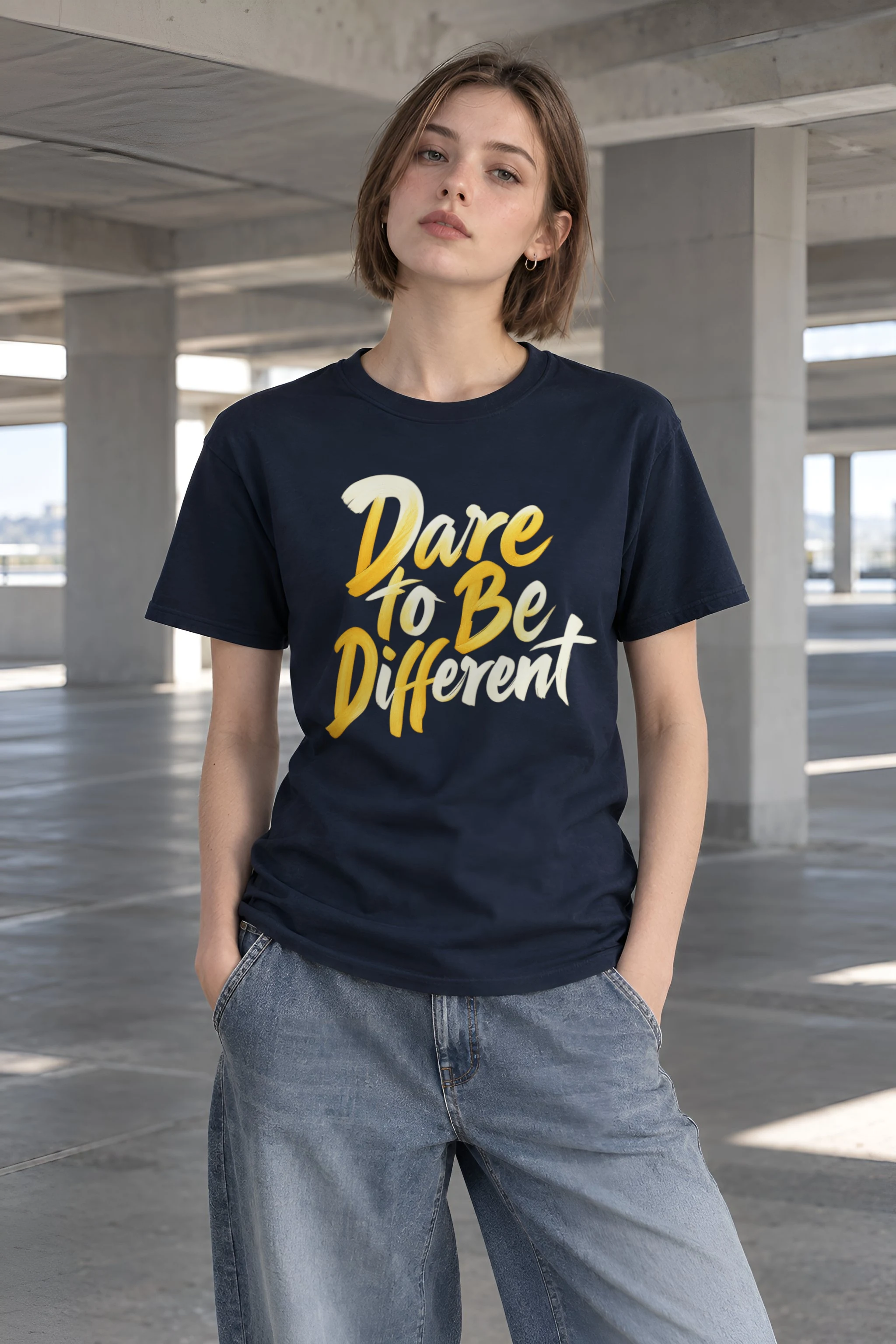 "Dare To Be Different" Heavyweight Unisex Crewneck T-shirt