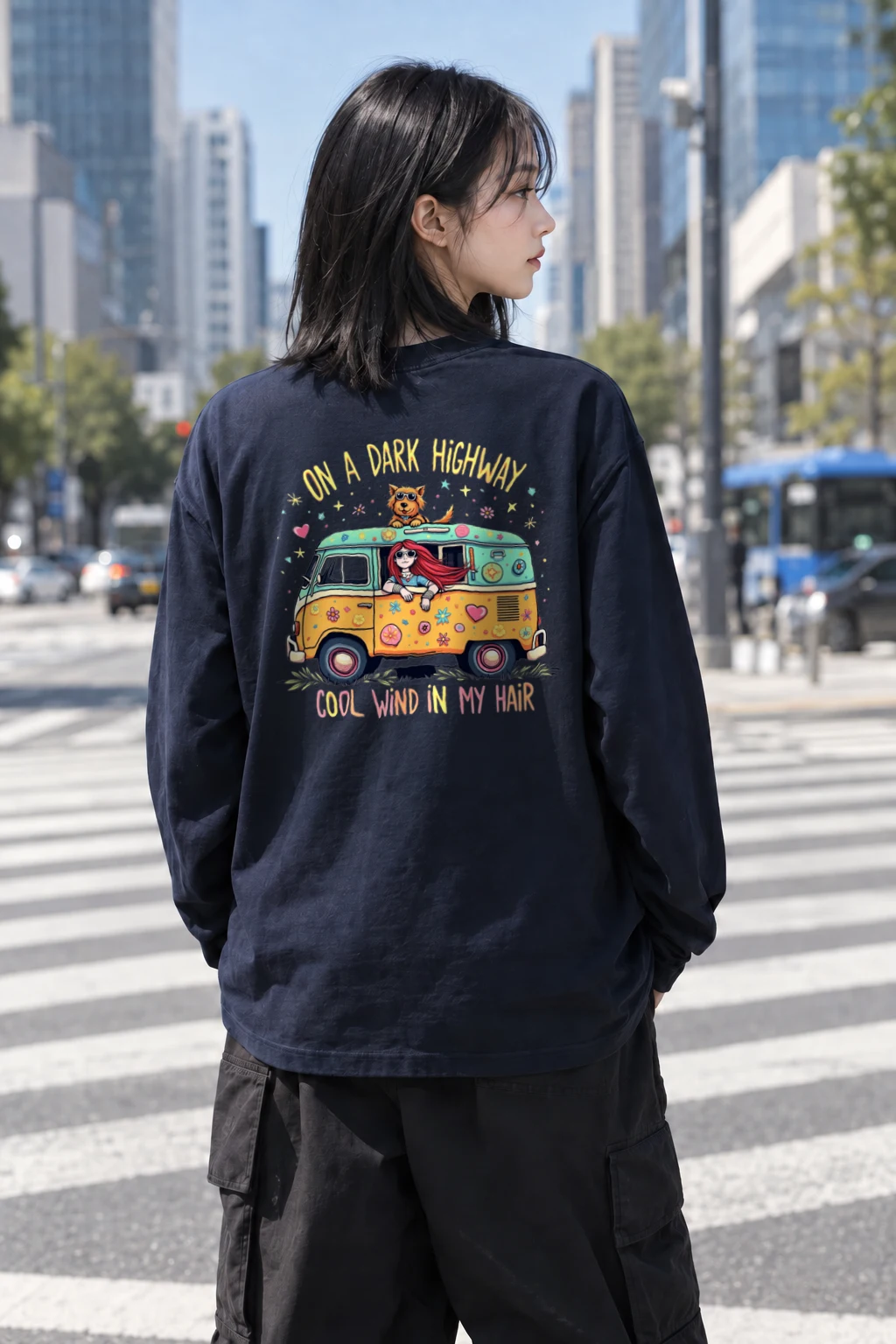 "Dark Highway Camper" Unisex Longsleeve T-shirt | Gildan 2400