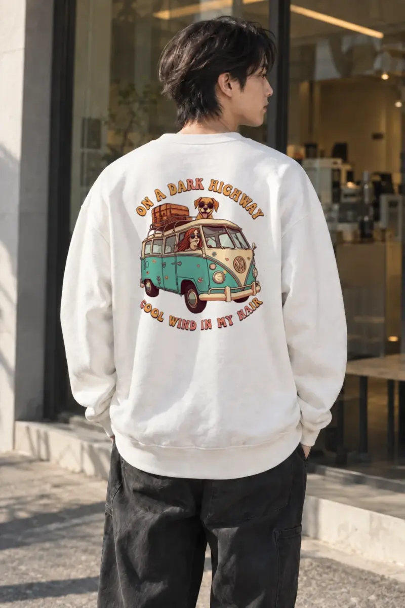 “Dark Highway Roadtrip” Heavy Blend Unisex Crewneck Sweatshirt | Gildan 18000