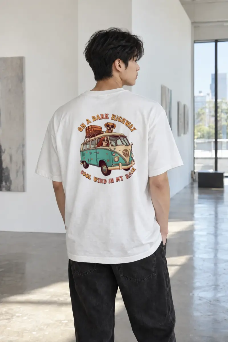 “Dark Highway Van” Heavyweight Unisex Crewneck T-shirt | Gildan 5000