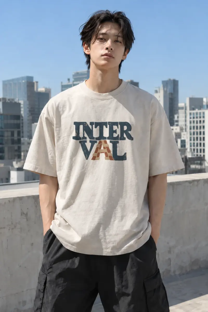 "Darned Interval" Men's Oversized Heavyweight Crewneck T-Shirt | Shaka Wear SHMHSS