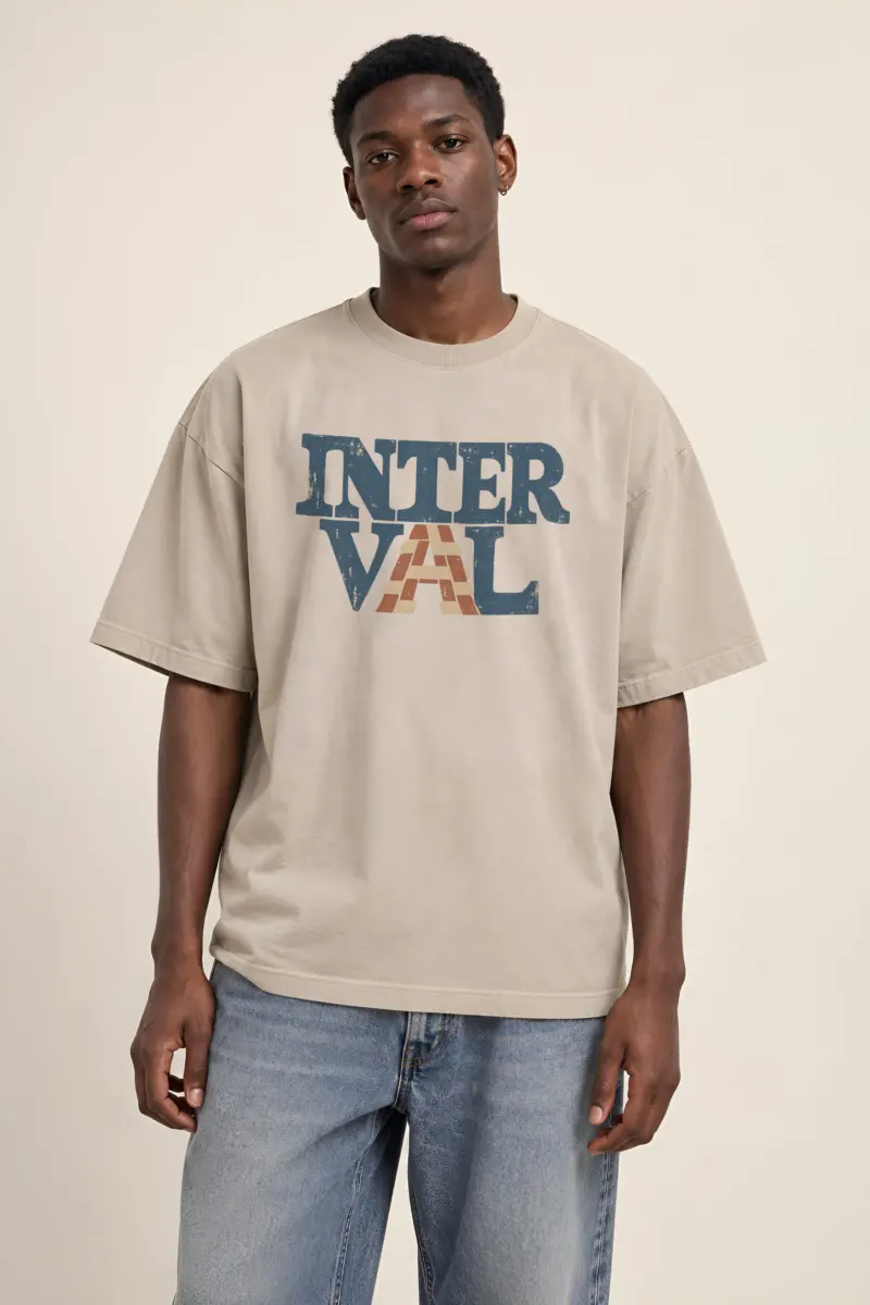 "Darned Interval" Unisex Oversized Heavyweight Crewneck T-Shirt
