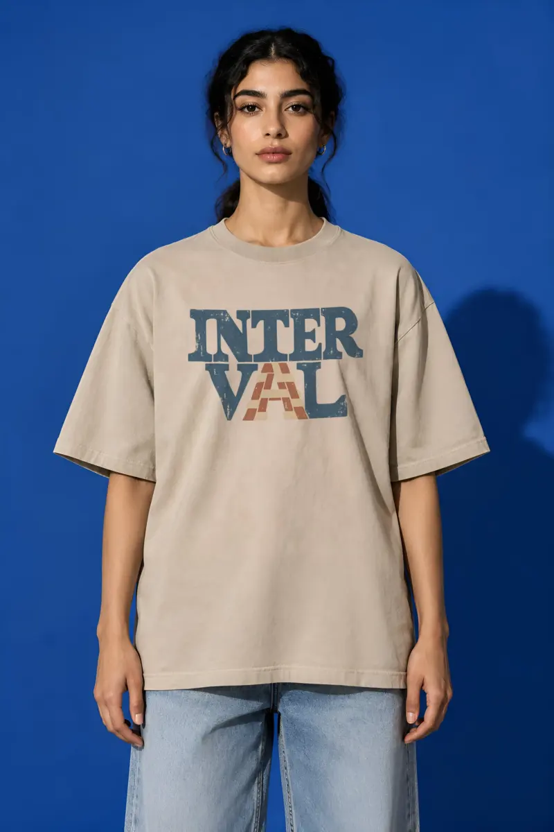 "Darned Interval" Unisex Oversized Heavyweight Crewneck T-Shirt
