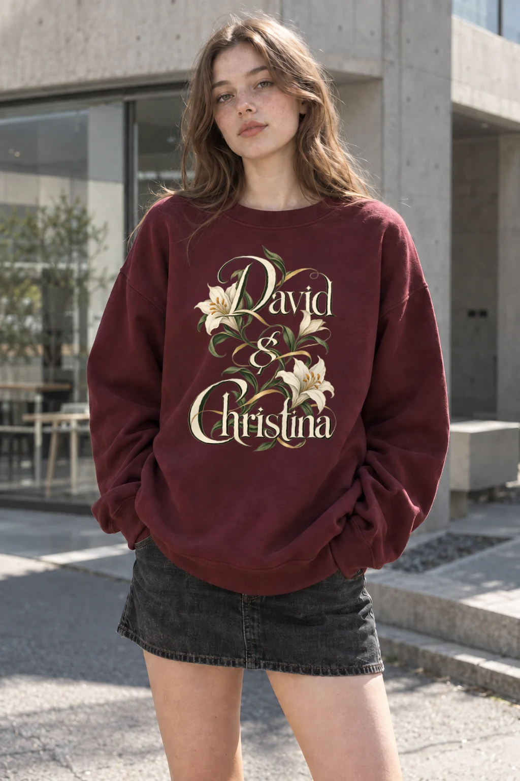 "David & Christina Lilies" Heavy Blend Unisex Crewneck Sweatshirt | Gildan 18000