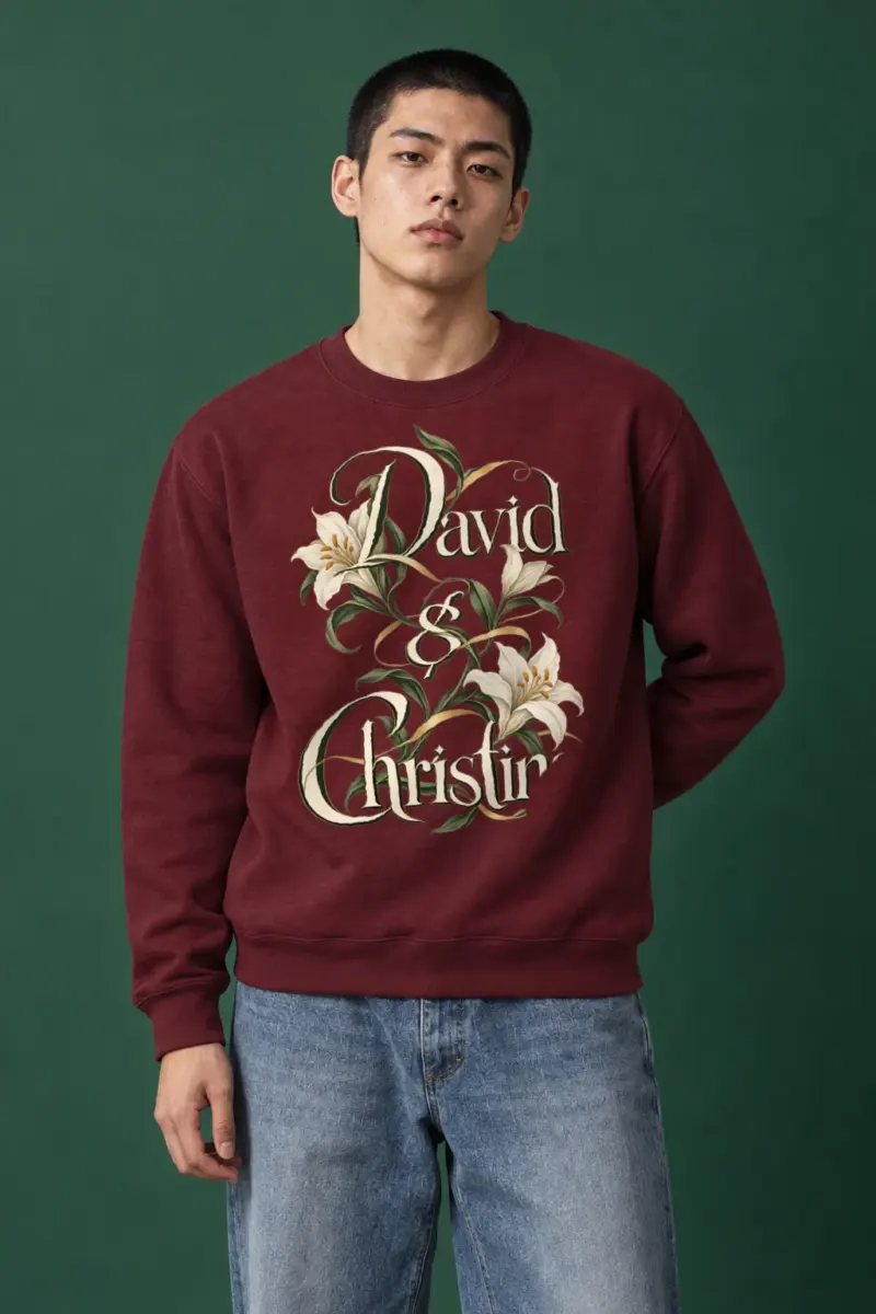 "David & Christina Lilies" Heavy Blend Unisex Crewneck Sweatshirt | Gildan 18000